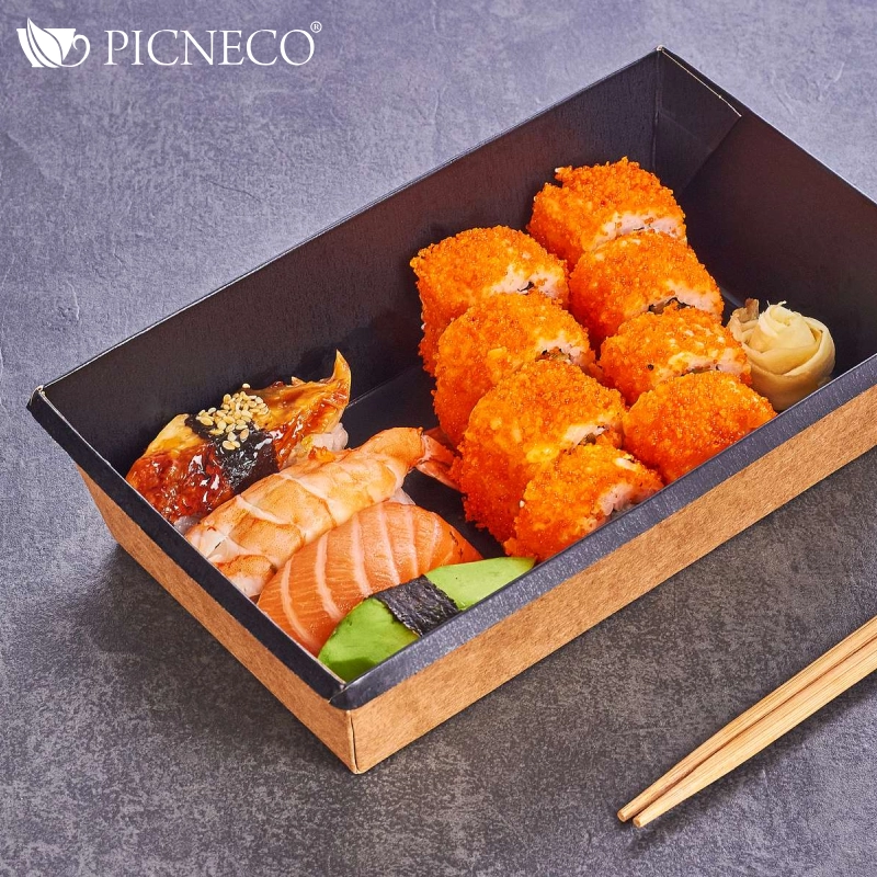 товар Контейнер бумажный 800мл, черный, серия OneClick, (крышка отдельно) OK080C